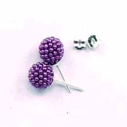 Earring ball 12m. micro pearl Ametisht color