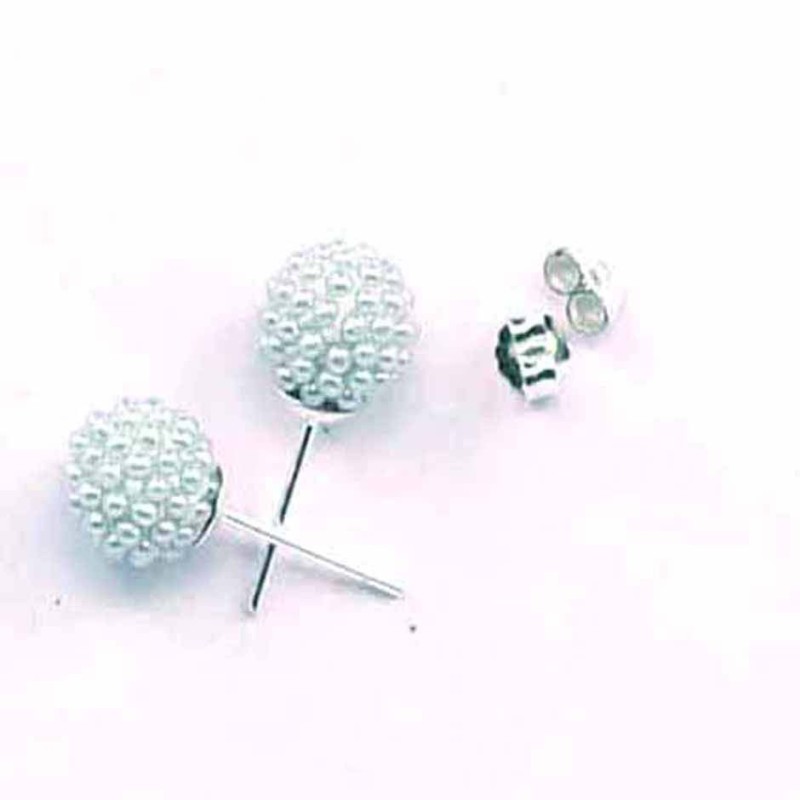 Earring ball 12m. micro pearl ligth grey color
