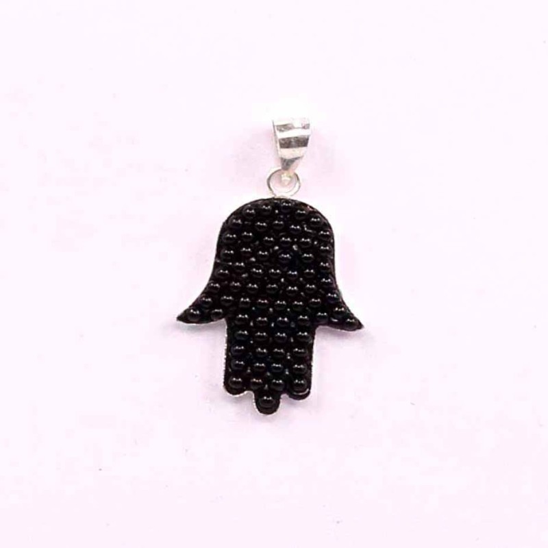 Pendant hand micropearl black color