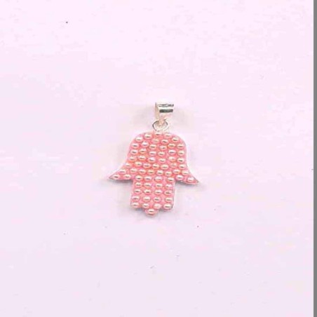 Pendant hand micropearl ligth rose color