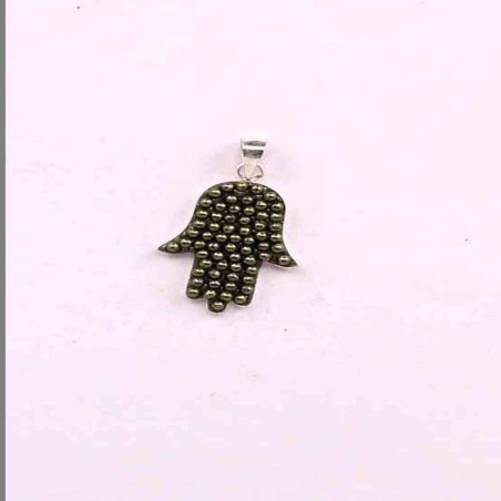 Pendant hand micropearl grey color