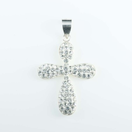 Pendant cross flower 20x29mm.crystal white color