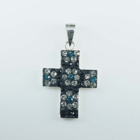 Pendant cross flower 15x22mm.crystal black color