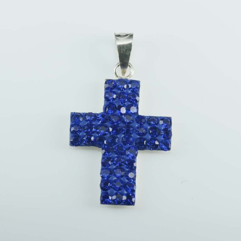 Pendant cross 15x22mm.crystal zafire color