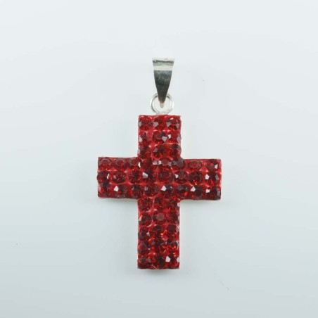 Pendant cross 15x22mm.crystal Red color