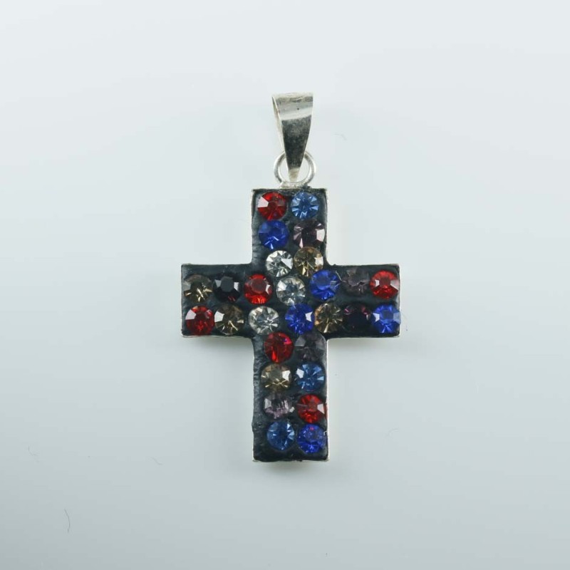 Pendant cross 15x22mm.crystal mix black