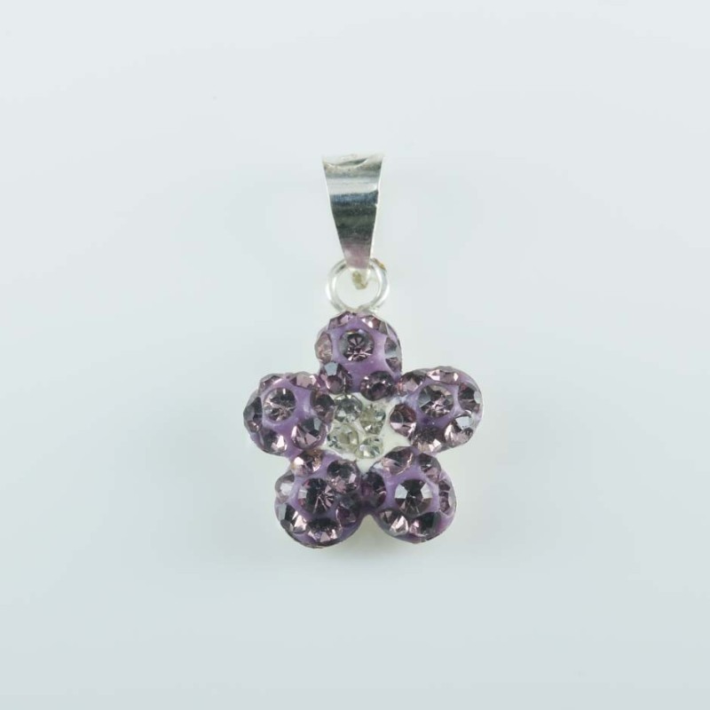 Pendant plum flower 11mm.crystal lavavder color