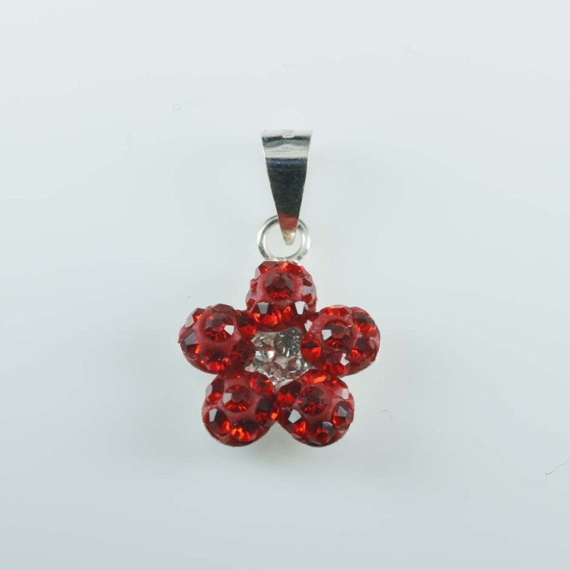 Pendant plum flower 11mm.crystal red color