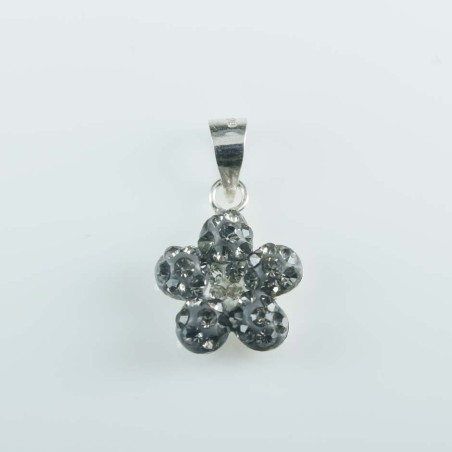 Pendant plum flower 11mm.crystal black diamond