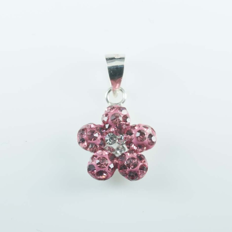 Pendant plum flower 11mm.crystal rose color