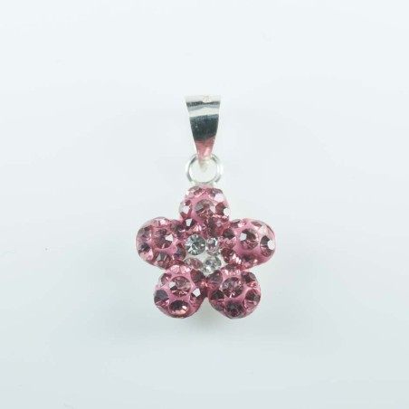 Pendant plum flower 11mm.crystal rose color