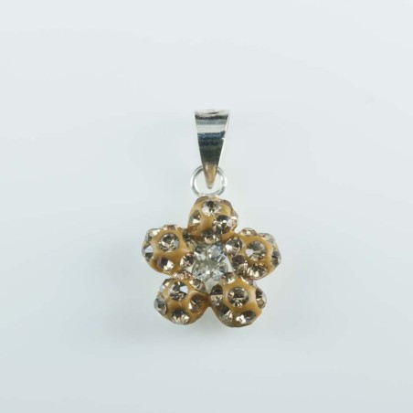 Pendant plum flower 11mm.crystal golden color