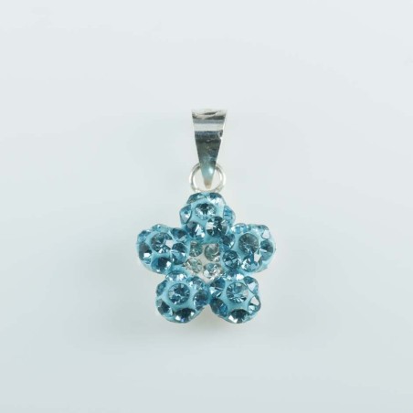 Pendant plum flower 11mm.crystal aqua color