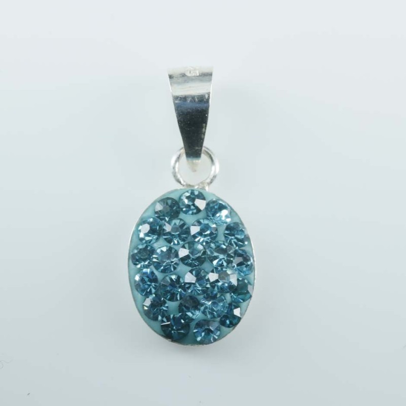 Pendant small Oval 8X12mm.crystal aqua color