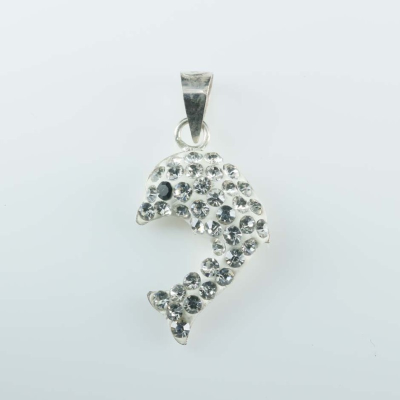 Pendant Dolphin 14mm. crystal white color