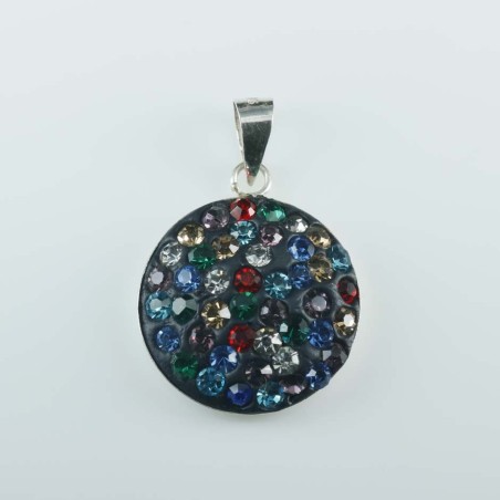 Pendant small round 16mm. crystal mix color