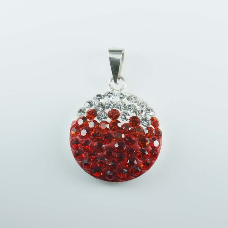 Pendant small round 16mm. crystal degrade red
