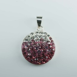 Pendant small round 16mm. crystal degrade rose