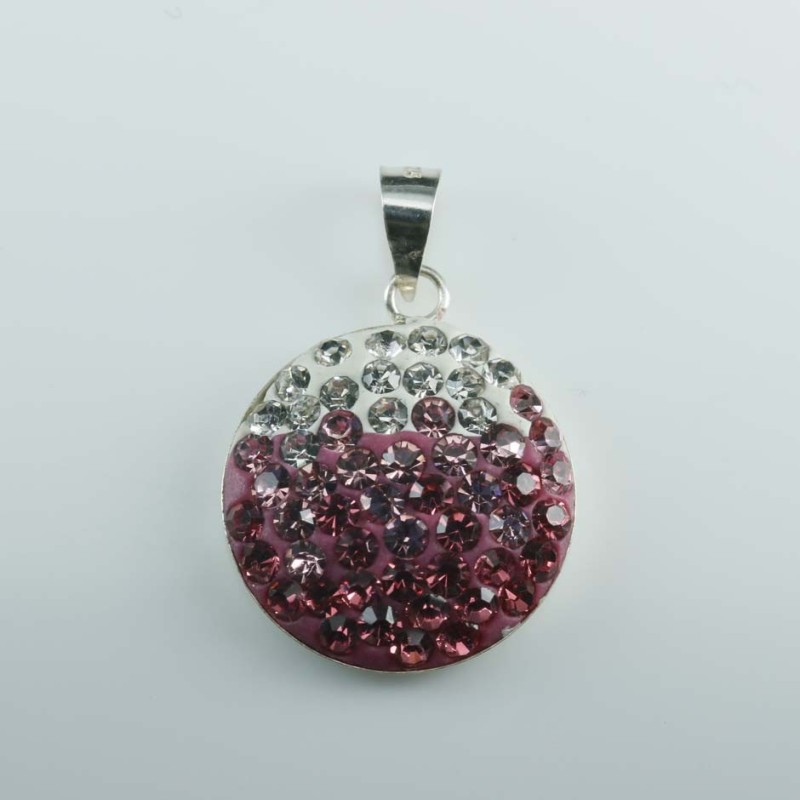 Pendant small round 16mm. crystal degrade rose
