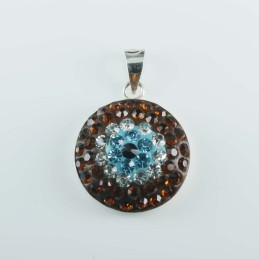 Pendant small round 16mm.crystal Blue eye tea