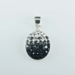 Pend. half ball oval 12x16mm.crystal degrade black