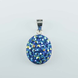 Pendant half ball oval 12x16mm.crystal ab.zafire