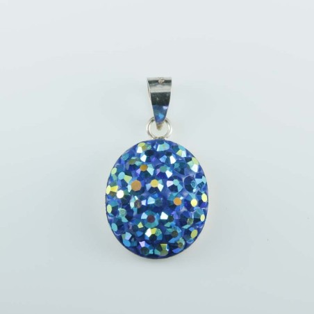 Pendant half ball oval 12x16mm.crystal ab.zafire
