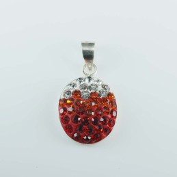 Pend. half ball oval 12x16mm.crystal degrade red