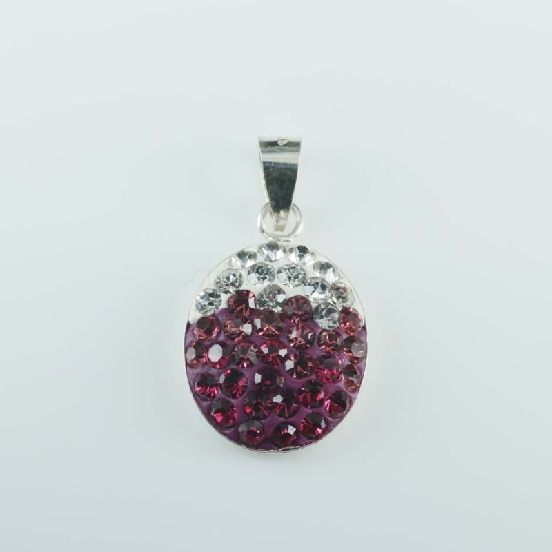 Pend. half ball oval 12x16mm.crystal degrade rose