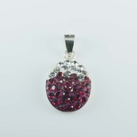 Pend. half ball oval 12x16mm.crystal degrade rose
