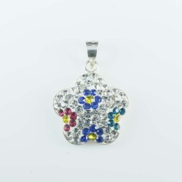 Pend.small flower center 16mm.Crystal white