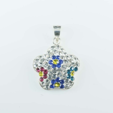 Pend.small flower center 16mm.Crystal white