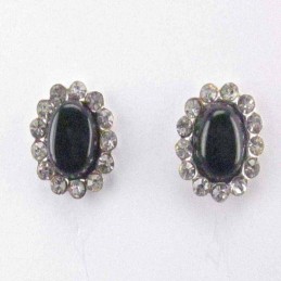 Ea Oval 14x12mmm. Stone 6x8mm. Onix + Crystal