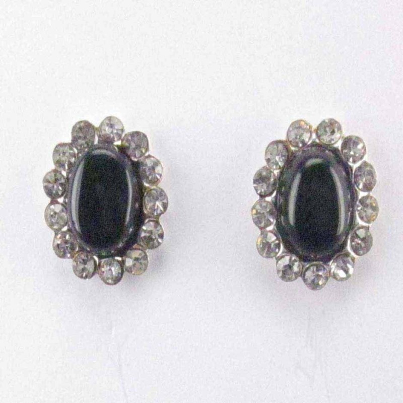 Ea Oval 14x12mmm. Stone 6x8mm. Onix + Crystal