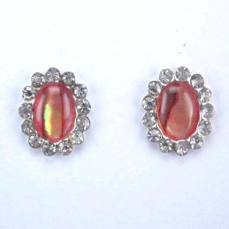 Ea Oval 14x12mmm. Stone 6x8mm. Rose Abalon+Crystal