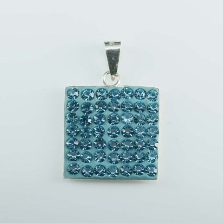 Pendant Square 15x19mm. Crystal aqua color