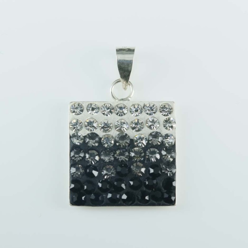 Pendant Square 15x19mm. Crystal degrade black