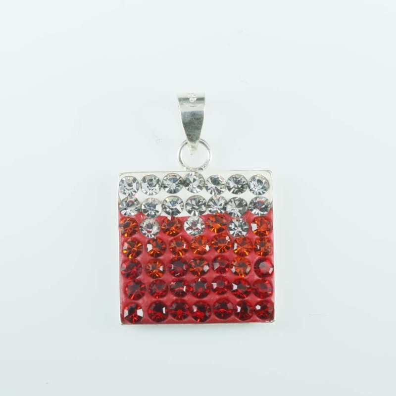 Pendant Square 15x19mm. Crystal degrade red color