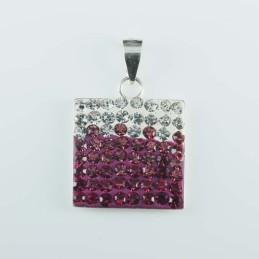 Pendant Square 15x19mm. Crystal degrade rose color