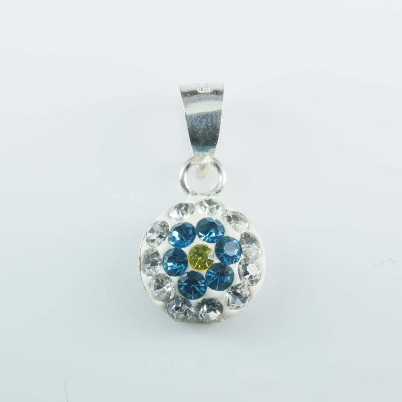 Pendant Round flower 8mm.Crystal white/b.zircon