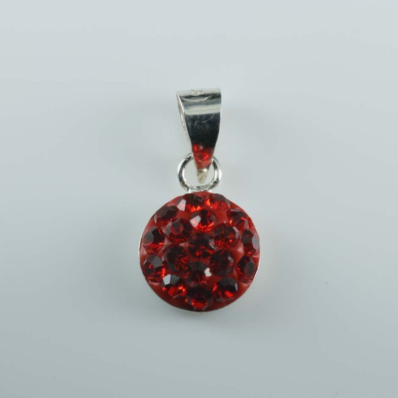 Pendant half ball rd. 8mm.Crystal red color