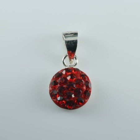 Pendant half ball rd. 8mm.Crystal red color