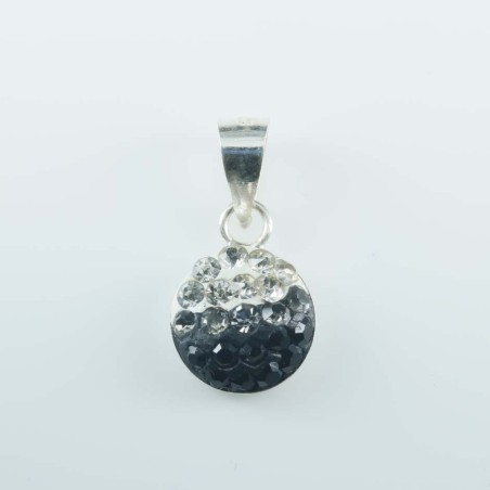 Pendant half ball rd. 8mm.Crystal degrade black