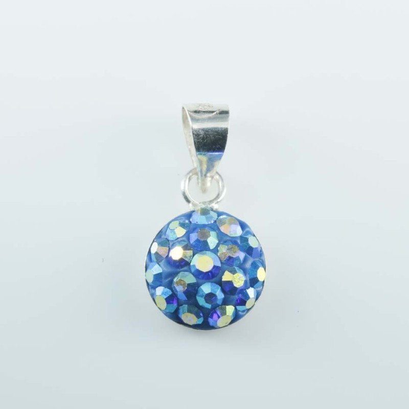 Pendant half ball rd. 8mm.Crystal degrade zafire