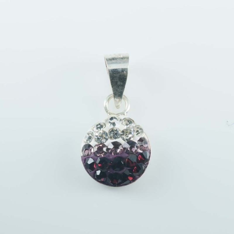 Pendant half ball rd. 8mm.Crystal degrade amethyst