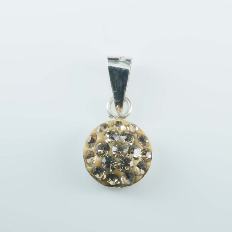 Pendant half ball rd. 8mm.Crystal golden color