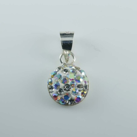 Pendant half ball rd. 8mm.Crystal ab.white color