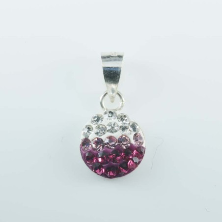 Pendant half ball rd. 8mm.Crystal degrade fuccia