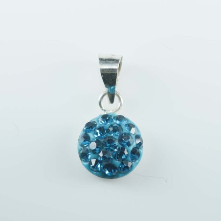 Pendant half ball rd. 8mm.Crystal b.zircon color