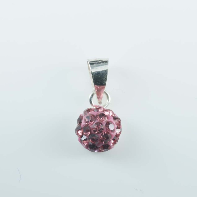 Pendant half ball rd. 6mm.Crystal Rose color